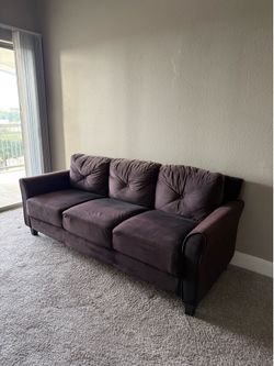 3-Seater Dark Brown Microfiber Couch / Sofa