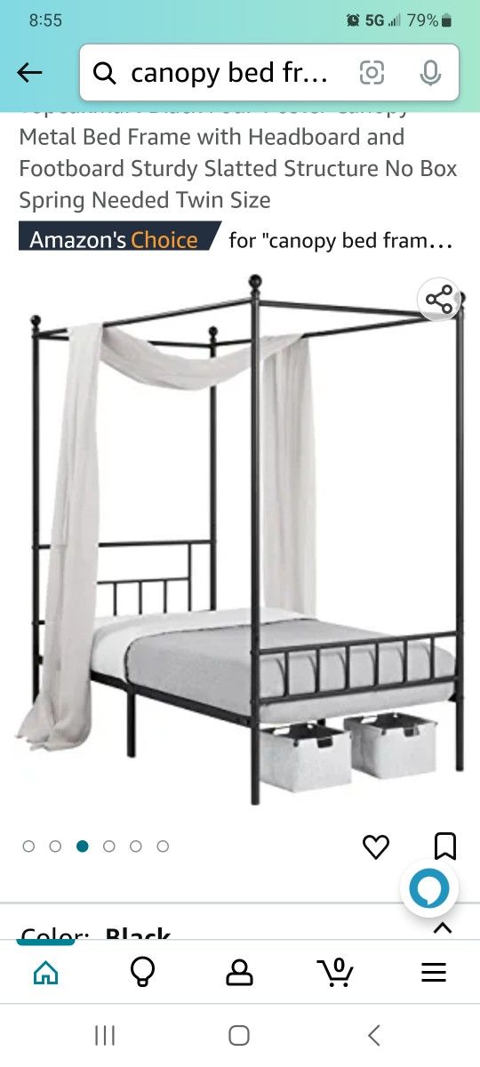 FREE Twin Metal Canopy Bed Frame (See Description)