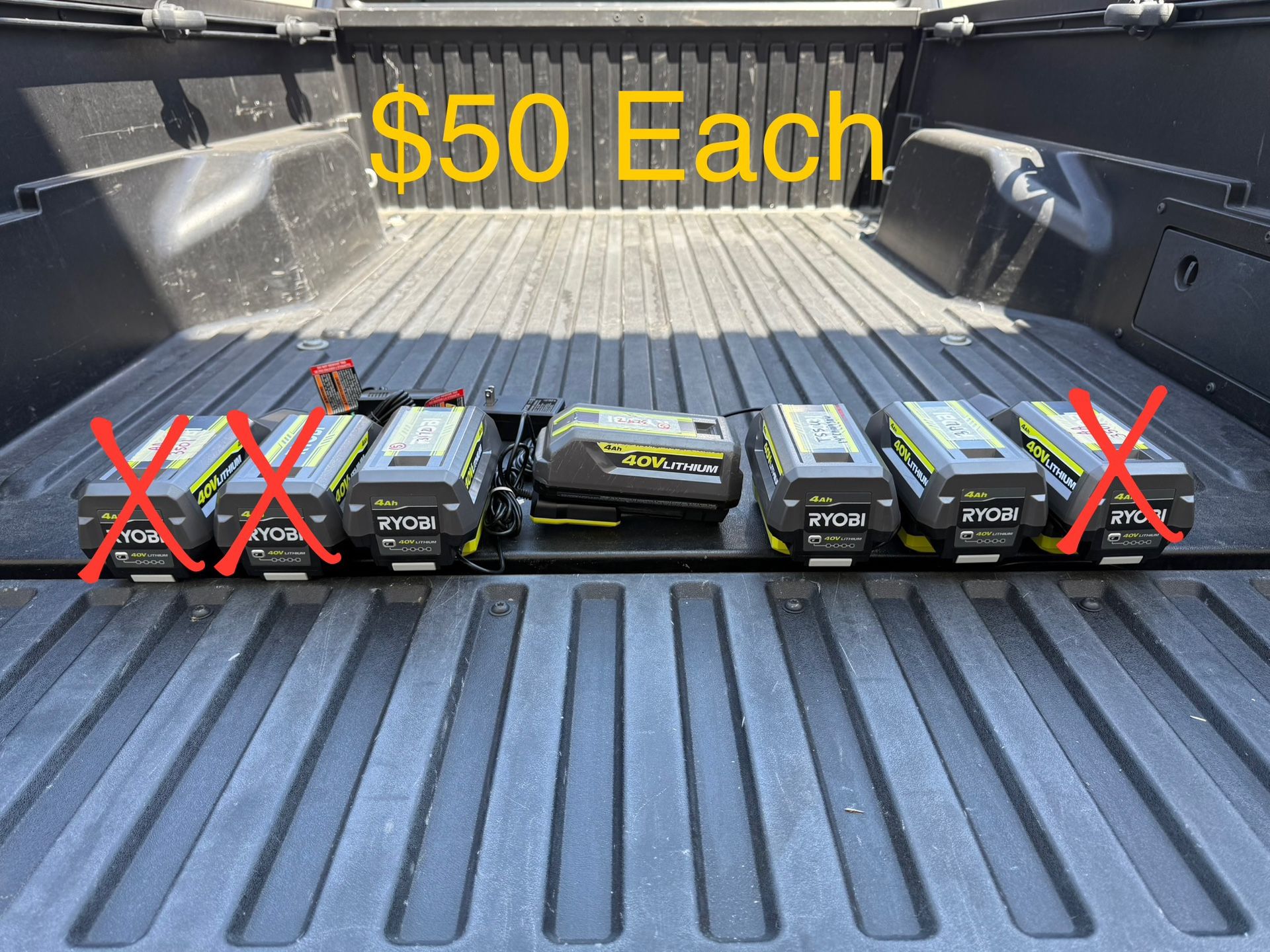 RYOBI 40V Lithium-Ion 4.0 Ah Battery & Charger Starter Kit **$50 Each**