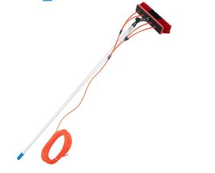 Water Fed Pole Kit, 24FT Adjustable Water Fed Brush, Telescopic Extendable Outdoor Cleaning Brush Kit with Water Supply, Lightweight High Reach Brush 