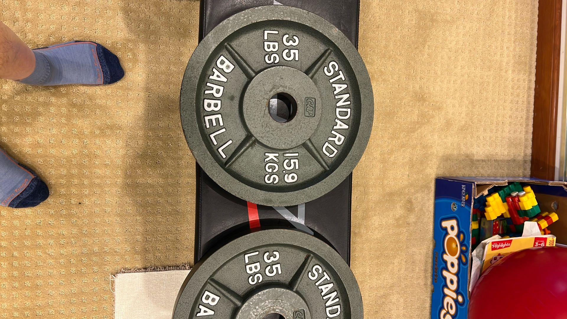 Two 35 Pound Olympic Barbell Plates 