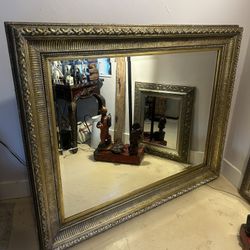 Huge Wooden Ornate Early 20th Century Mirror