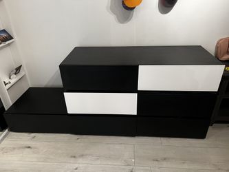 7 Drawer Dresser Black And White Wood