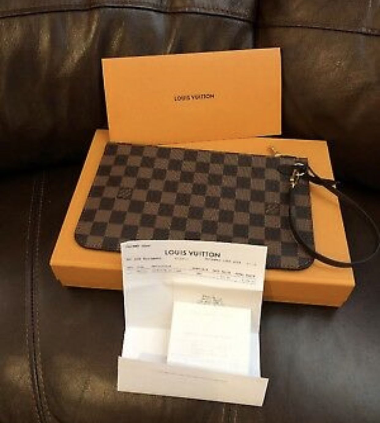 Neverfull LV Louis Vuitton Wristlet Pouch Pochette Clutch  