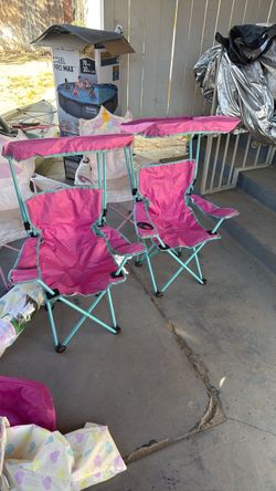 2 kids pink chairs