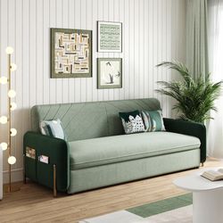 79“ Velvet Convertible Sleeper Sofa 3-Seater