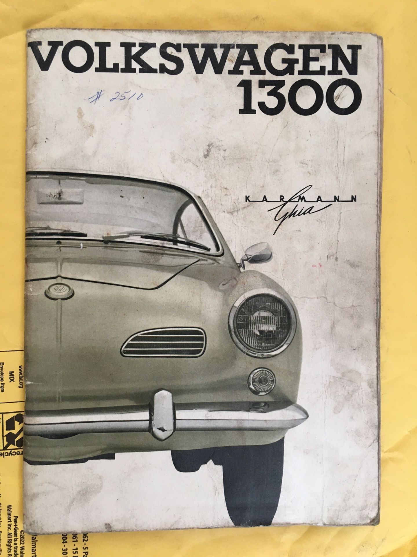 1965 VW Karmann Ghia Owners Manual