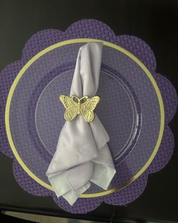 Acrylic Chargers with gold trim