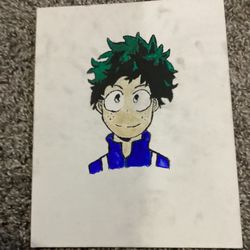 Hand Drawn And Painted Picture Of Izuku Midoryia From My Hero Academia