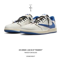 Jordan 1 Retro Low OG SP Fragment × Travis Scott Sail Military Blue - 9.5