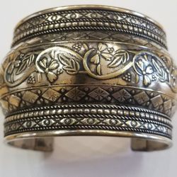 Large Silver Plated Cuff Bracelet 