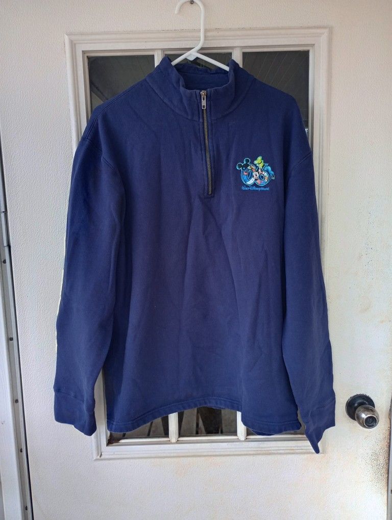 Walt Disney World Pullover Women XL Half Zip Mickey Goofy Donald Embroidered 2006.