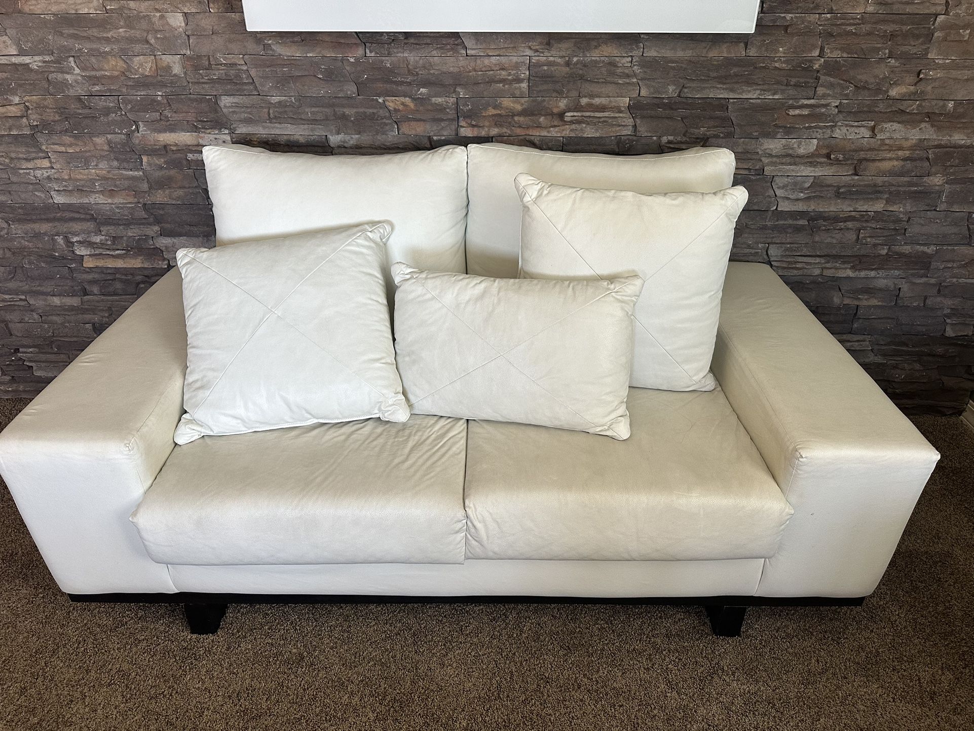OSGO Custom Leather White Love Seat Sofa