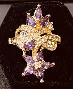 22K Stainless Steel Purple Diamond Ring