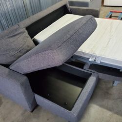 Natuzzi Gray Sleeper Sofa With Storage Chaise