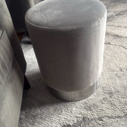 Pair Gray Velvet Footstools