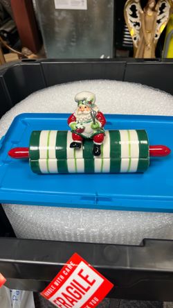 Fitz and Floyd Santa's helper lidded box.