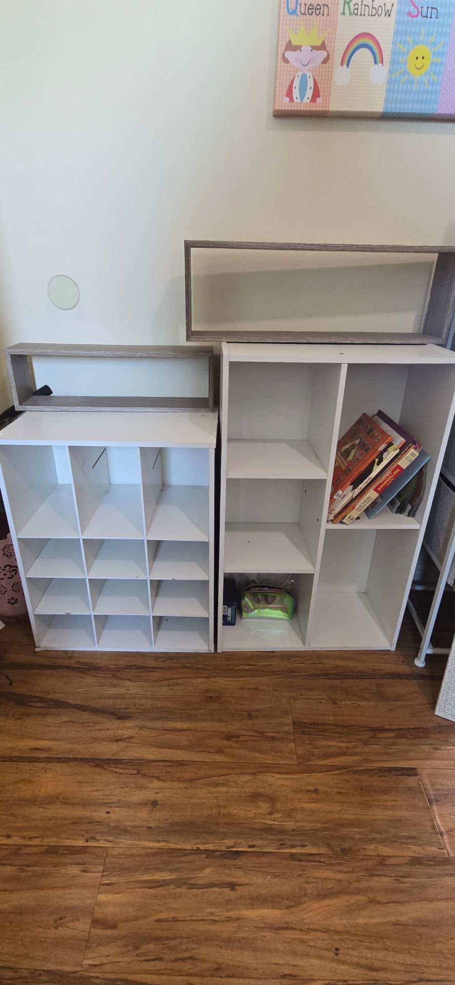 White Cubby Storage Shelves & Bookcase Set (Plus 2 Bonus Floating Shelves!)