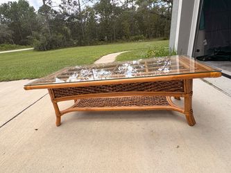 Vintage Rattan wicker coffee table