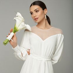 AZURA Long Wedding Dress, Modern Wedding Dress, Wedding Gown, Chic Wedding Dress