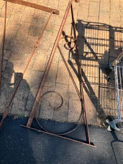 3 Vintage Antique metal porcelain hanging sign brackets 48
