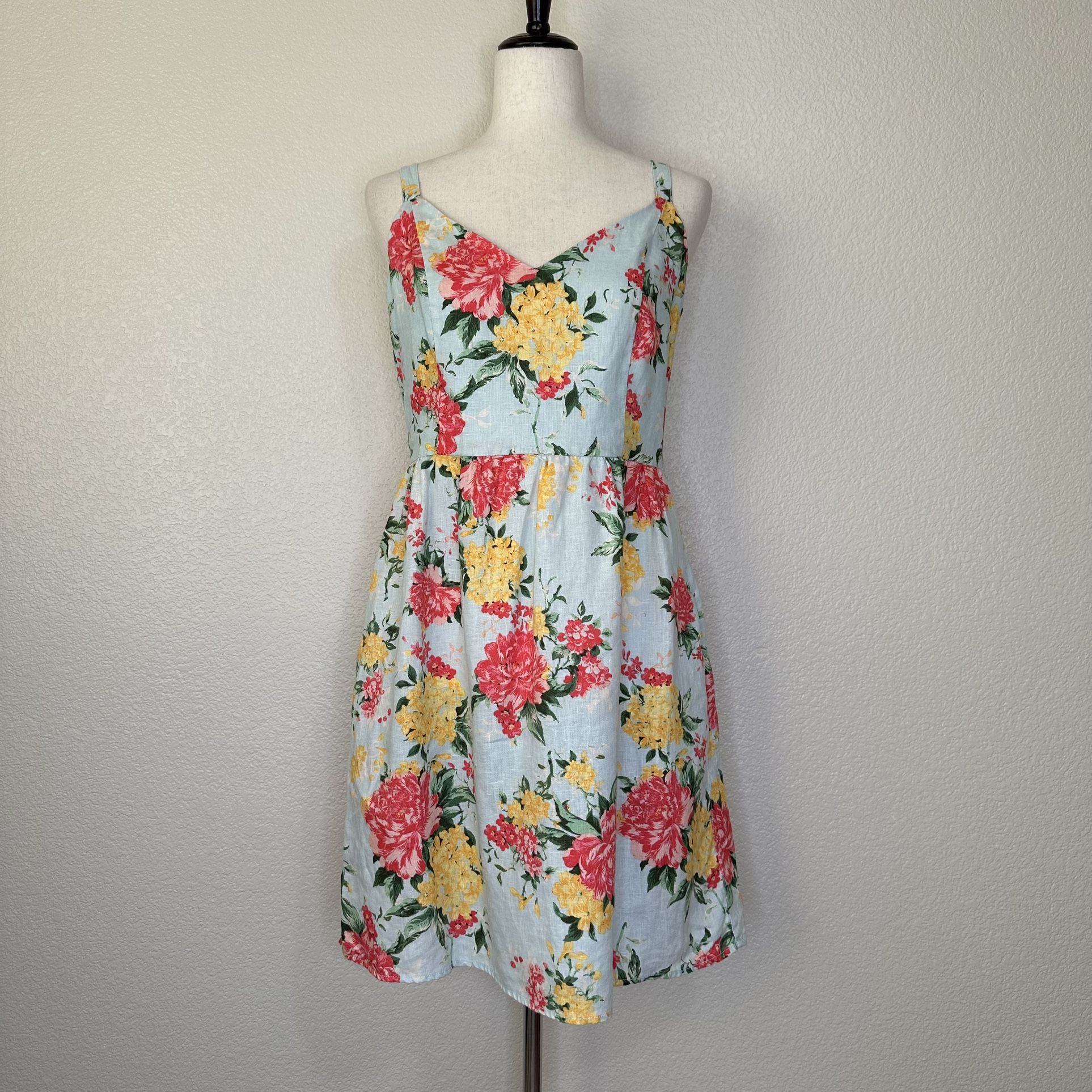 Cynthia Rowley 100% Linen Floral Fit and Flare Dress