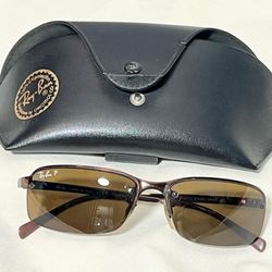 Ray Ban Bronze Metal Sunglasses Top Bar Semi Rimless RB 3217