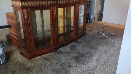 Ornate Wood and Glass Display Cabinet