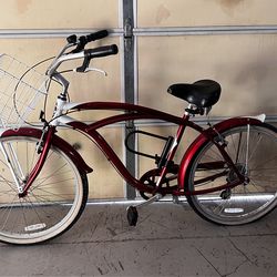 red bike with basket (male)
