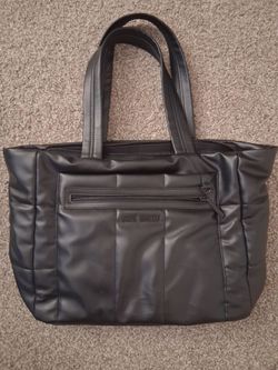 Steve Madden Black Puffer Tote Bag – Large, Multiple Pockets