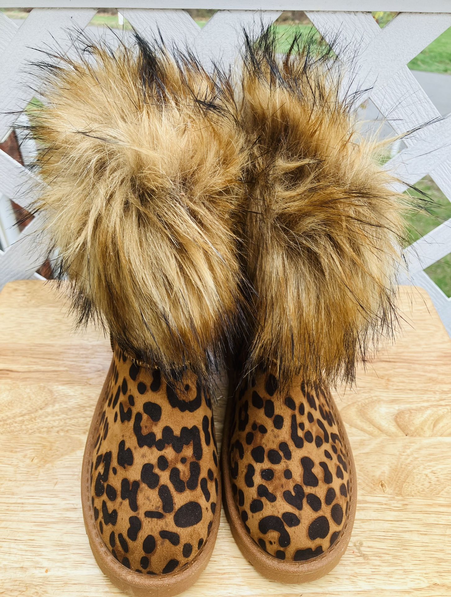 Fur Collar Warm Leopard Booties