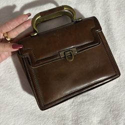 ✨ 50’S VINTAGE LUXURY BRASS HANDLE MINI PURSE GENUINE LEATHER RARE KELLY STYLE✨