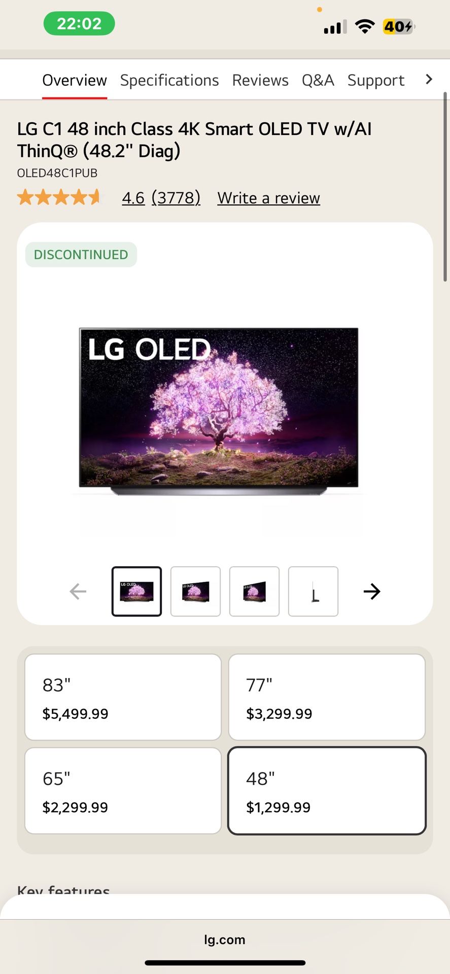 48 inch 4k OLED LG TV