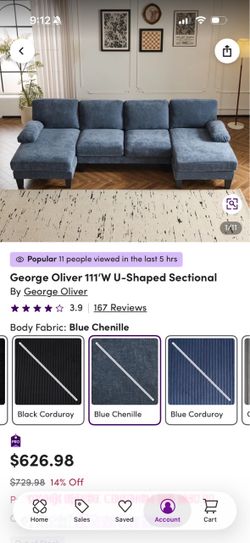 George Oliver 111" U-Shaped Sectional Sofa
