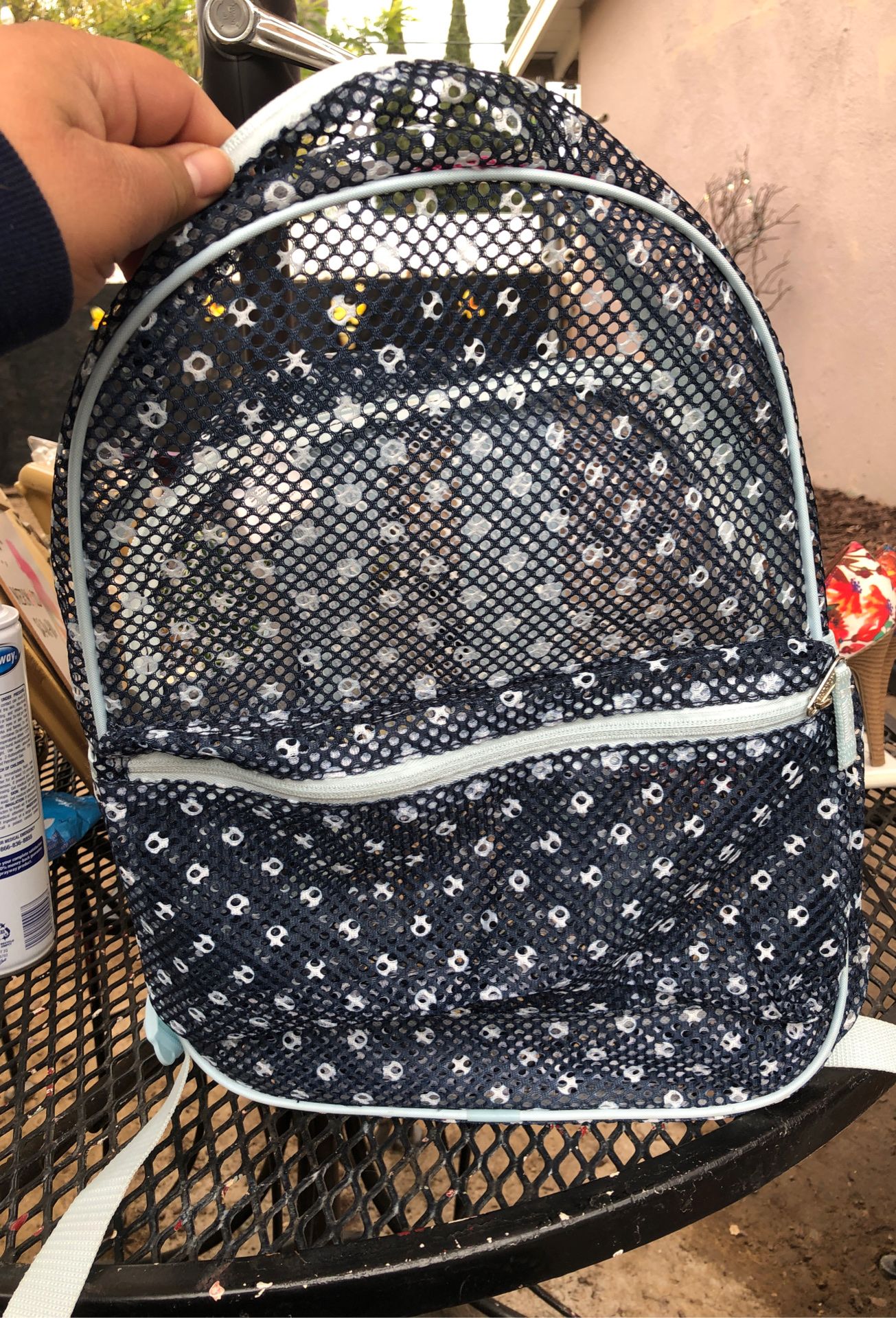 See through mesh backpack