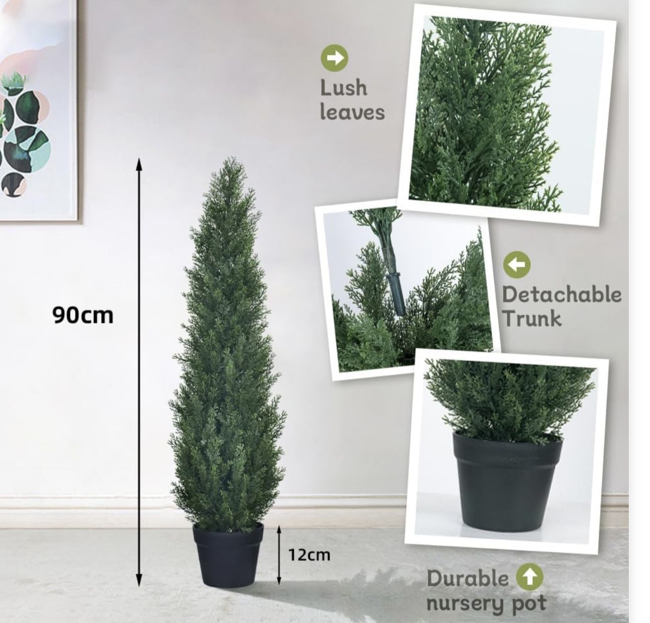 2 Pack 3ft Artificial Cedar Topiary Trees - Fake Boxwood Topiary Cypress Trees Potted Plants