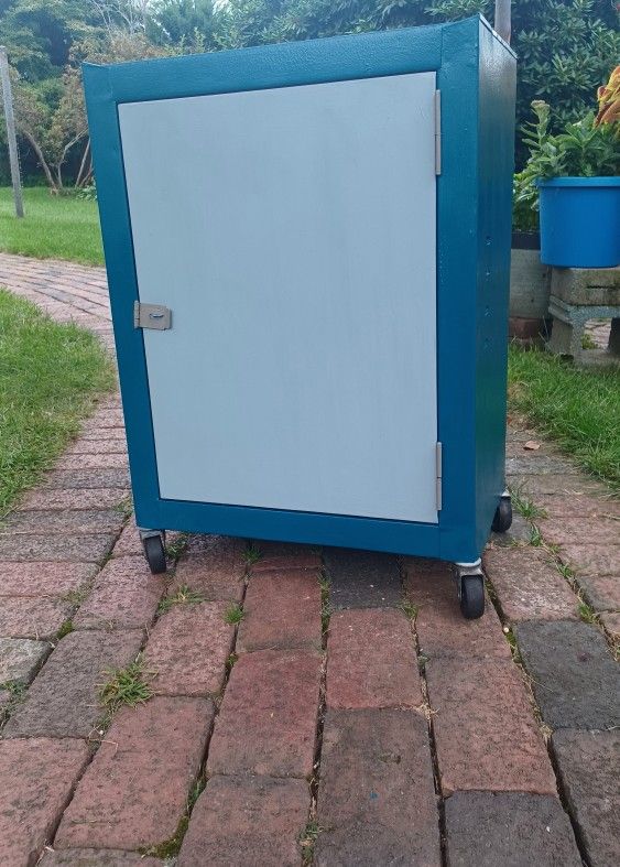 Vintage Restored Metal Tool Locker w/shelf & casters