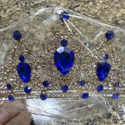Quinceanera Crown, Gold and Royal Blue