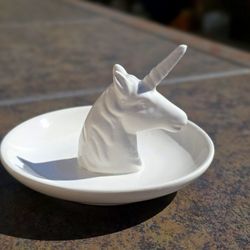 White Ceramic Unicorn Ring Holder Dish