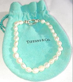 Tiffany & Co. - .925 Silver Infinity Clasp Pearl Bracelet - $350