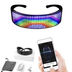 LED Customizable Bluetooth Glasses, APP Control LED Display Smart Glasses for Festivals, Raves, Birthday Costumes