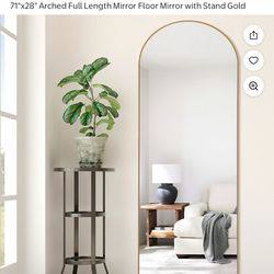 71"x28" Arched Modern Full Length Mirror Floor Mirror with Stands, gold