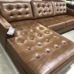 Genuine Baskove Auburn Real Leather Sectional Sofa Chaise | Leather Sofa, 💫 Brand New 💥 Fast Delivery 🚚