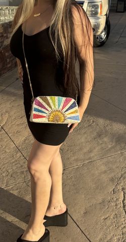 Mary Frances Rise and Shine Beaded Crossbody Clutch