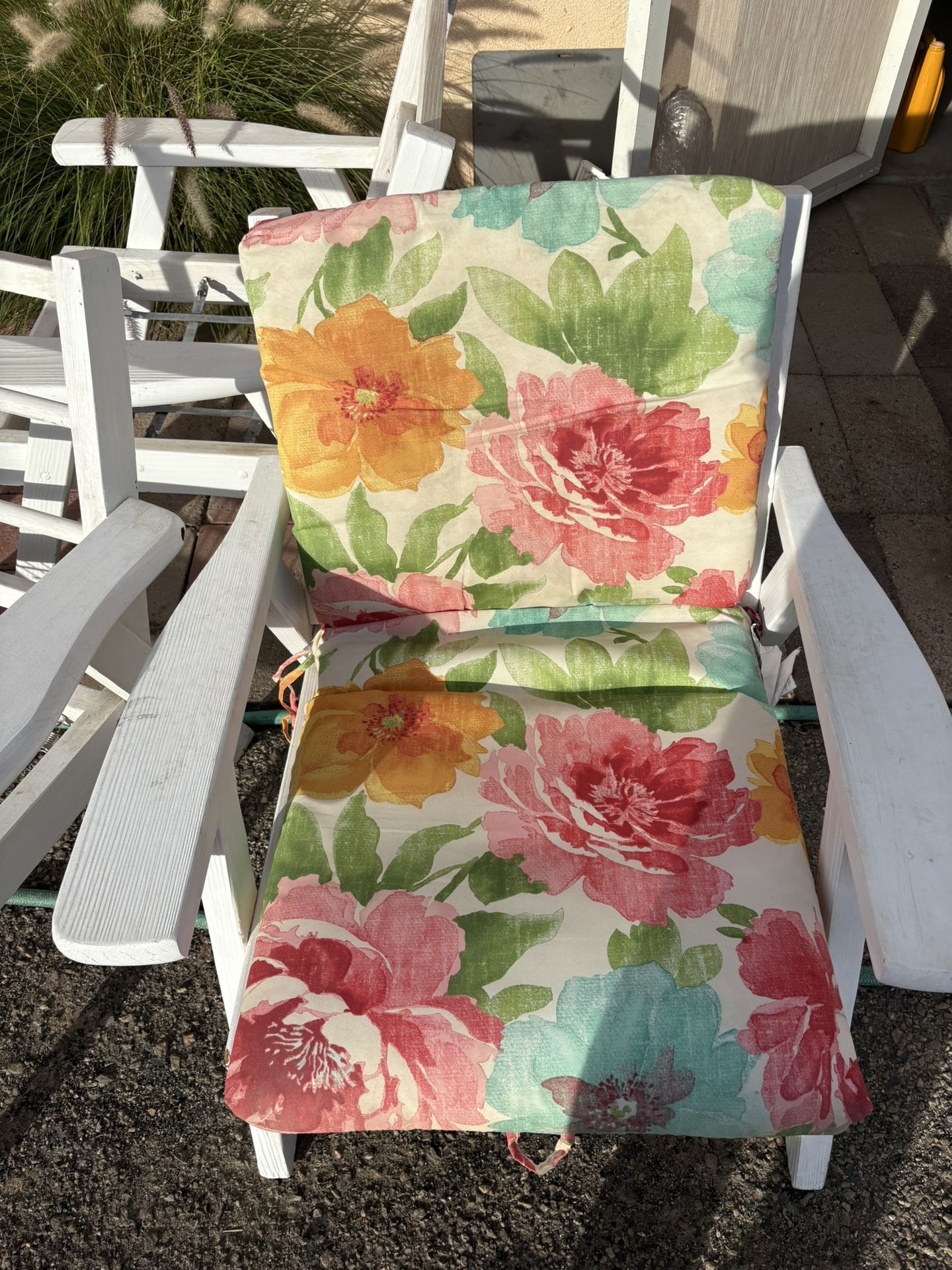 Wooden White Patio Chairs, No Cushions!