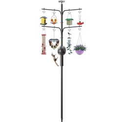 NETVUE by Birdfy Bird Feeder Pole with Effective Squirrel Baffle, 108 Inch Rust-Proof Pole Kit, 8 Adjustable Hooks for Outdoor (With Camera)