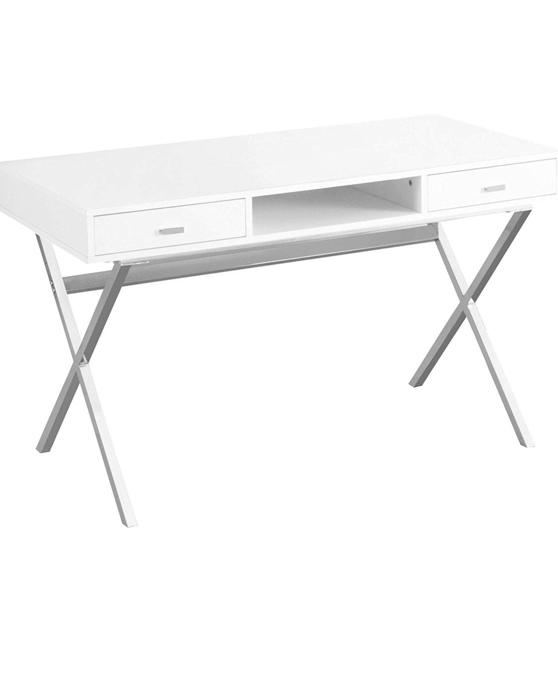 Sleek White and Silver Desk