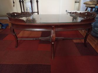 VINTAGE MOHONGY Coffee Table Glass Top Perfect Condition