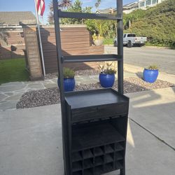 Freestanding solid wood home bar cabinet / wine storage tower