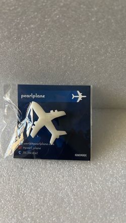 Handmade Pearl Collectable 1.5X1.25”Airplane Pin